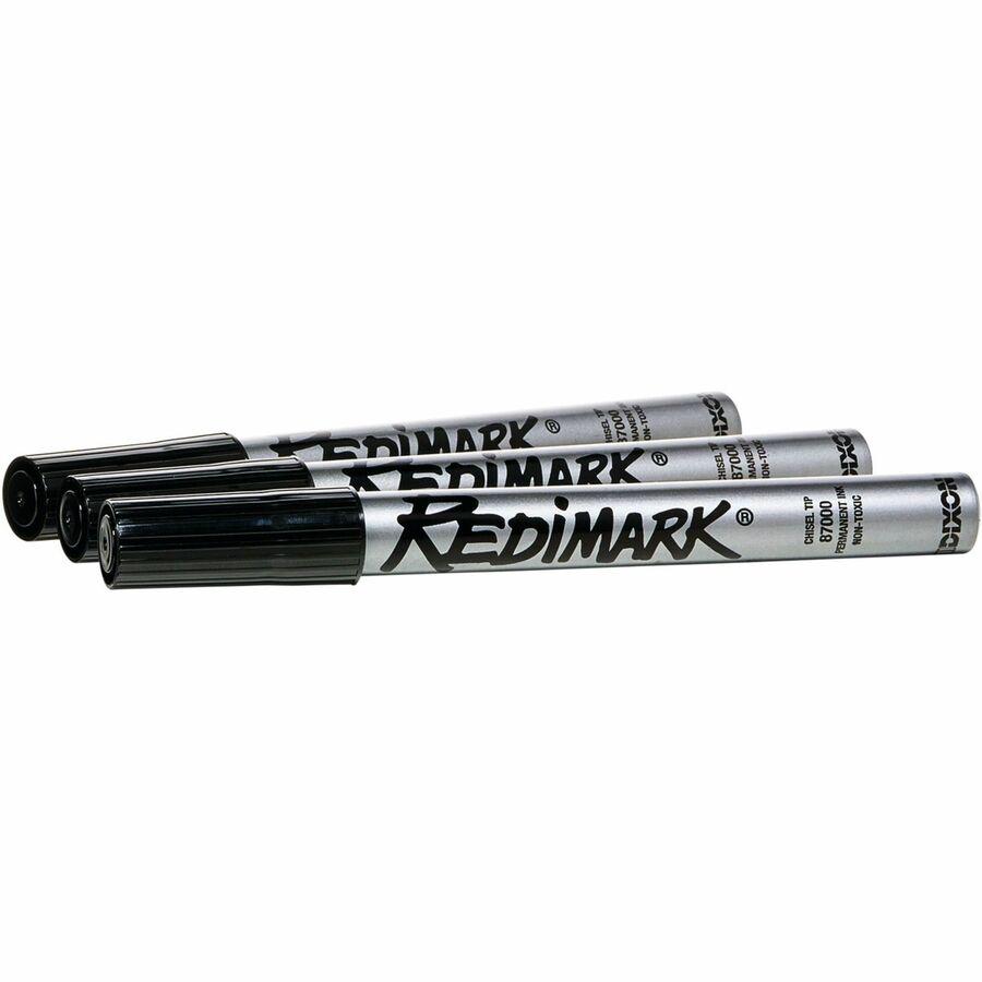 Dixon Industrial RediMark Chisel Tip Permanent Markers - Black Ink - Metal Barrel - 1 Dozen. Picture 6