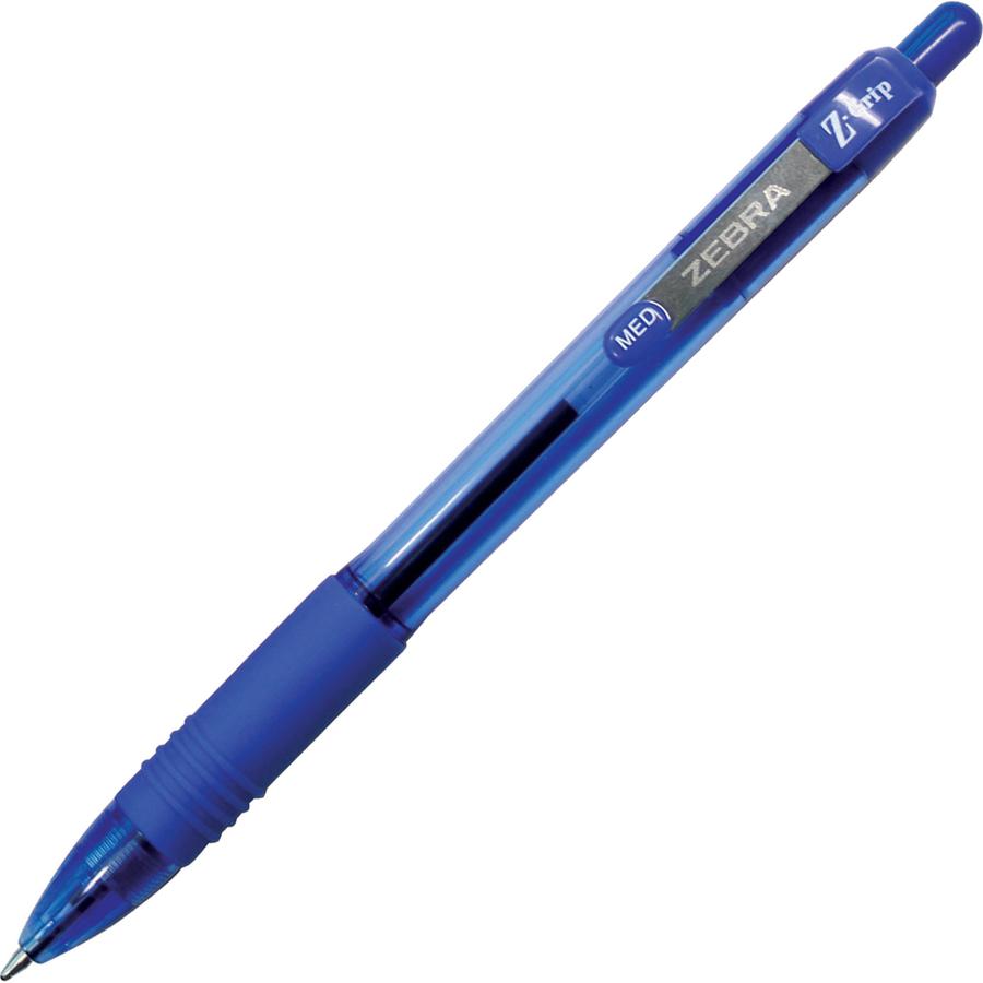 Zebra Z-Grip Retractable Ballpoint Pens - Retractable - Blue Ink - Clear, Blue Barrel - Nickel Tip - 1 Dozen. Picture 5