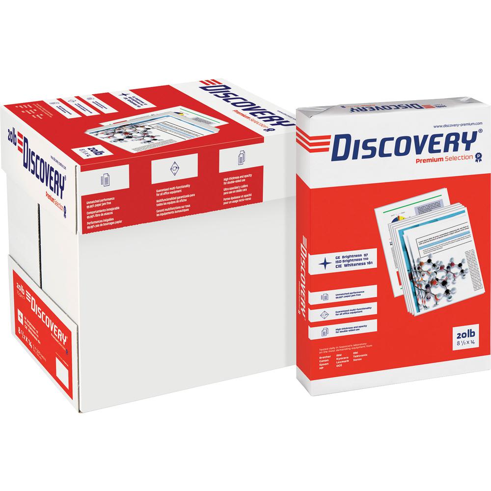 Discovery Premium Multipurpose Paper - Anti-Jam - White - 97 Brightness - Legal - 8 1/2" x 14" - 20 lb Basis Weight - 5000 / Carton - Excellent Ink Absorption - White. Picture 4