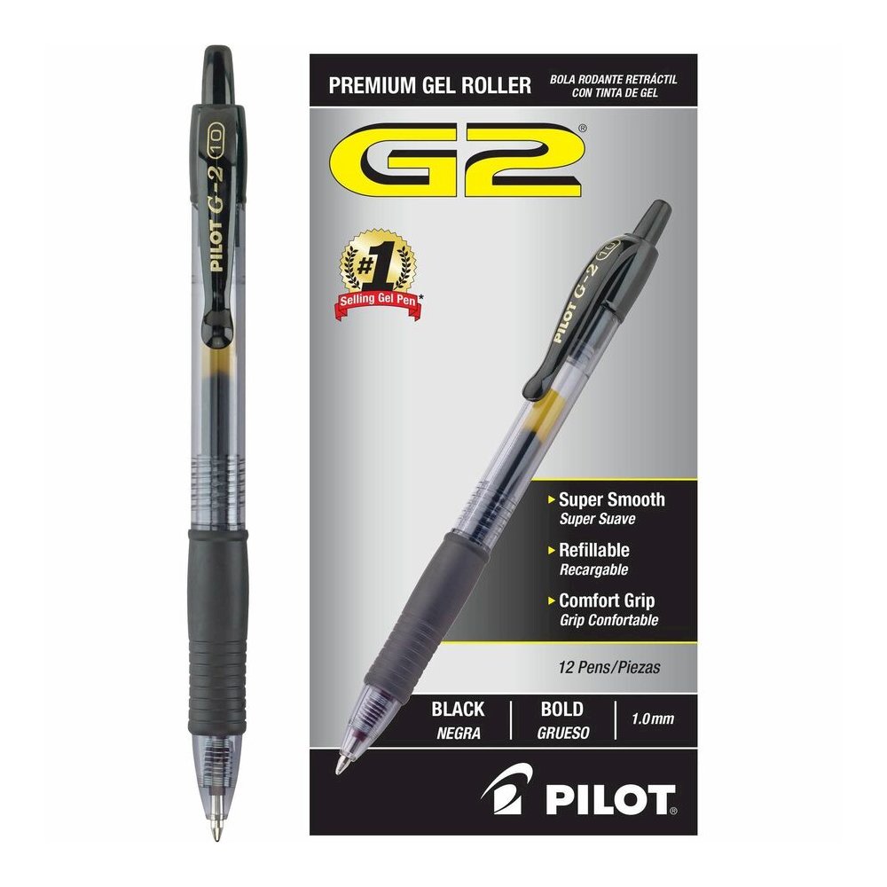 G2 Premium Gel Ink Retractable Pens - Refillable - Retractable - Black Ink - Gel-based - Black Barrel - 1 Dozen. Picture 7