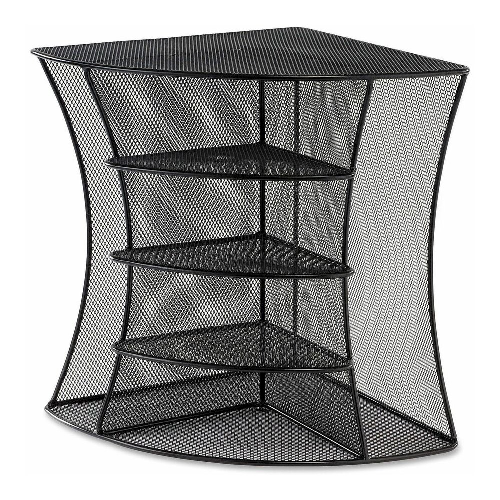 Safco Onyx Mesh Corner Organizer - 13" Height x 15" Width x 11" Depth - Desktop - Black - Steel - 1 Each. Picture 5