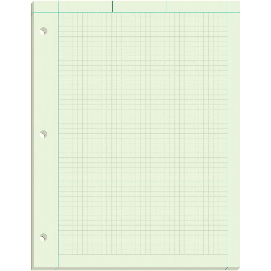 TOPS Engineering Computation Pad - 100 Sheets - Stapled/Glued - Back Ruling Surface - Ruled Margin - 15 lb Basis Weight - Letter - 8 1/2" x 11" Sheet Size - Green Paper - Punched - No - 1 Pad. Picture 4