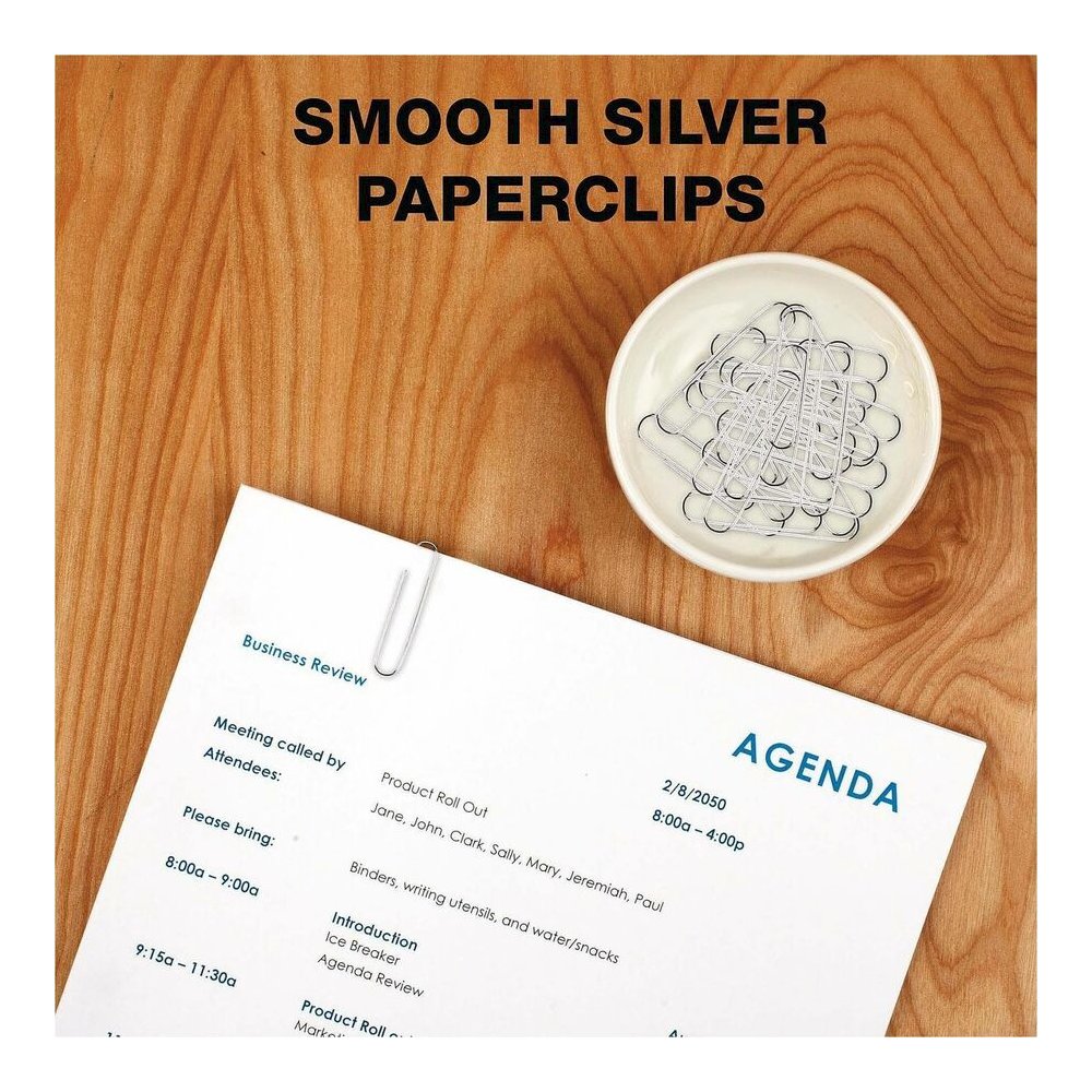 ACCO Economy Jumbo Smooth Paper Clips - Jumbo - 2" Length x 0.5" Width - 20 Sheet Capacity - Galvanized, Corrosion Resistant - Silver - Metal, Zinc Plated - 100/Box - 10 / Pack. Picture 6