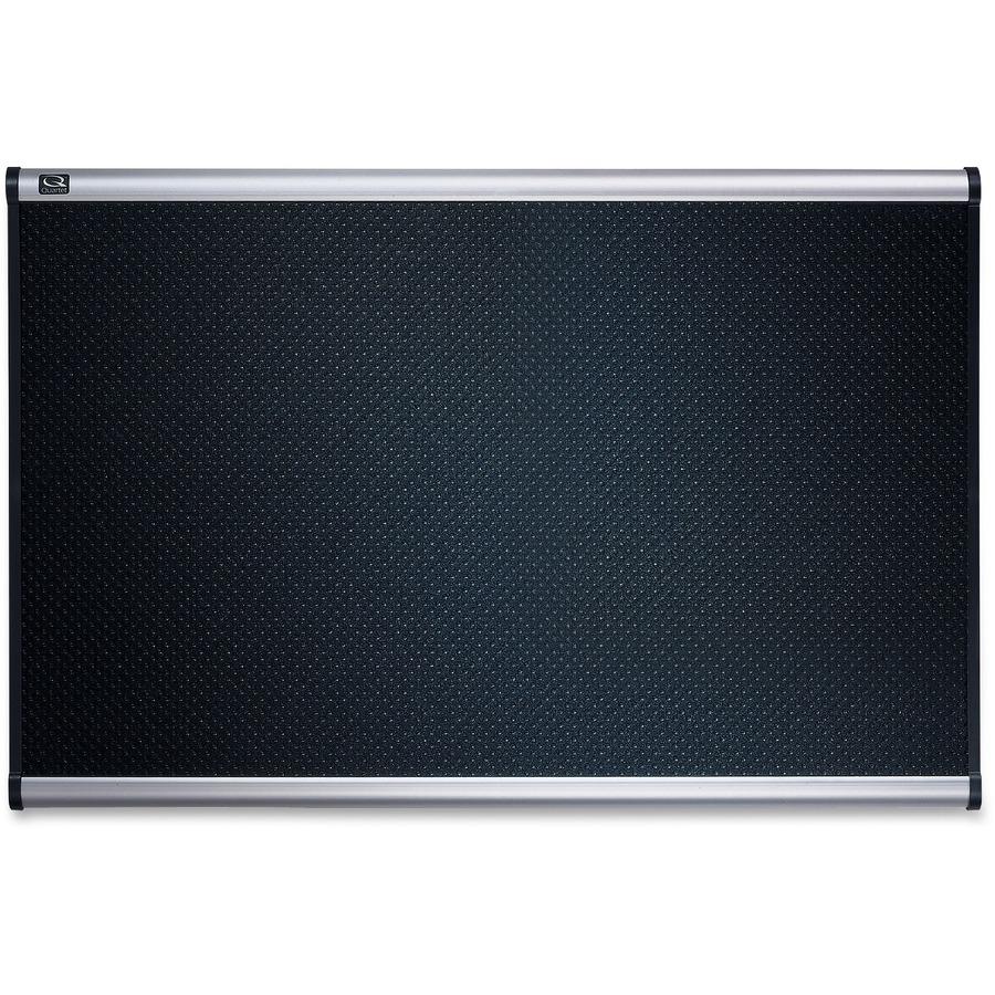 Quartet Prestige Embossed Foam Bulletin Board - 36" Height x 48" Width - Black Foam Surface - Self-healing - Silver Aluminum Frame - 1 Each. Picture 4