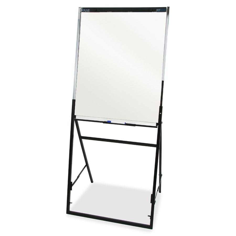 Quartet Futura Easel Whiteboard/Flip Chart - 26" (2.2 ft) Width x 35" (2.9 ft) Height - White Melamine Surface - Black Frame - Rectangle - 1 Each. Picture 2