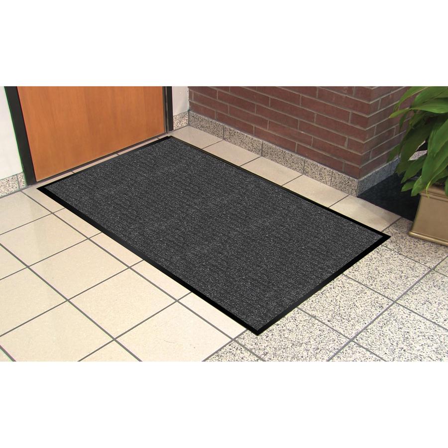 Genuine Joe Ribbed Indoor Wiper Mat - Warehouse, Indoor - 72" Length x 48" Width - Vinyl, Polypropylene - Charcoal - 1 Each. Picture 7