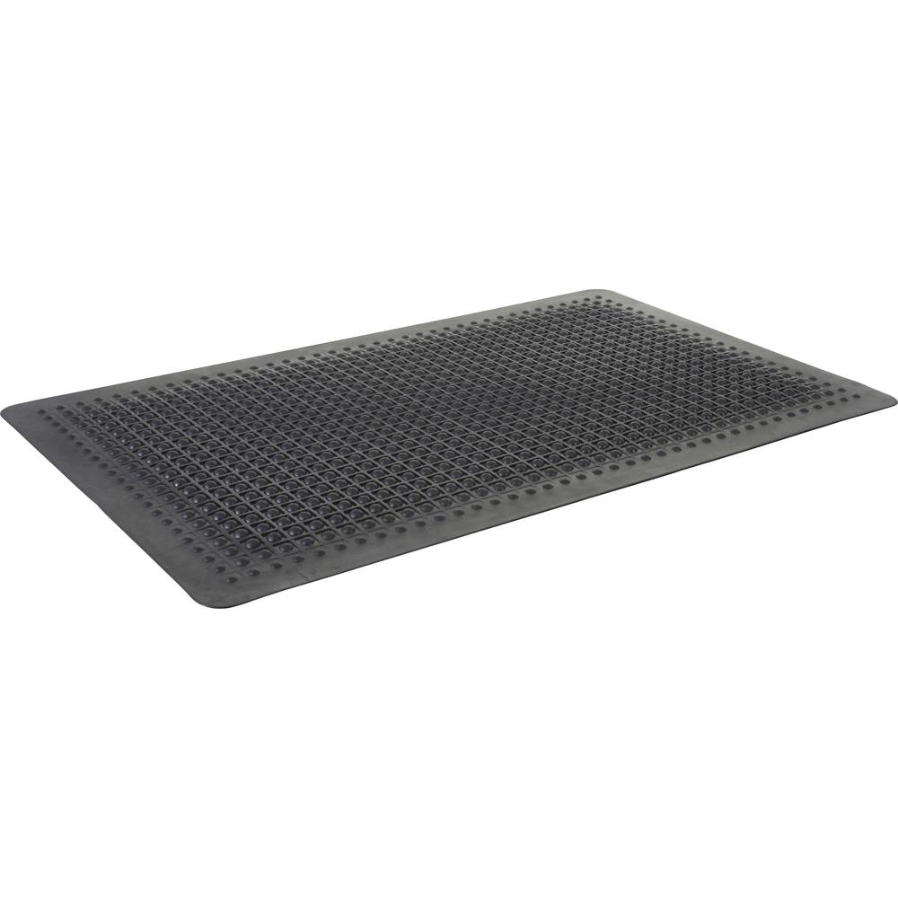 Genuine Joe Flex Step Rubber Anti-Fatigue Mats - Warehouse - 60" Length x 36" Width - Rubber - Black - 1 Each. Picture 2