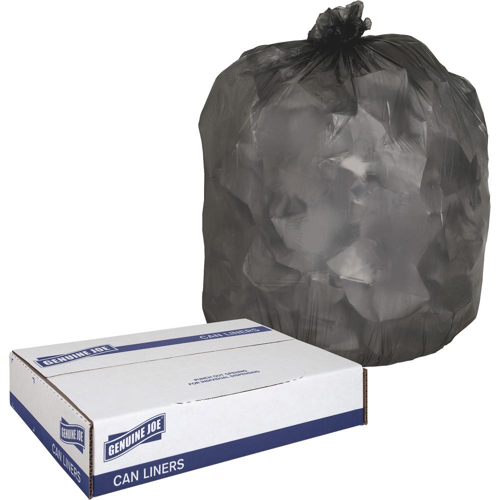 Genuine Joe Economy Linear Low-Density Can Liners - 10 gal Capacity - 23" Length x 24" Width x 0.35 mil (9 Micron) Thickness - Low Density - Black - 1000 / Carton. Picture 2