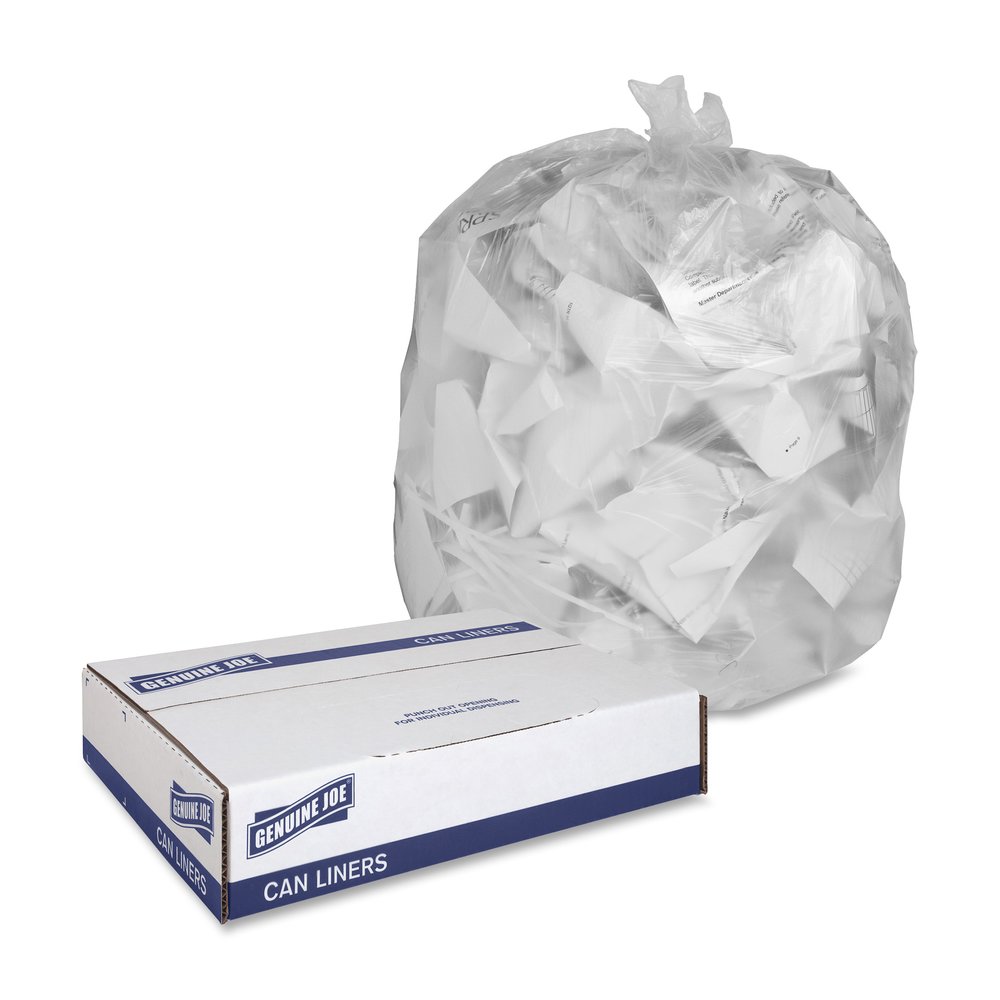 Genuine Joe Economy High-Density Can Liners - Medium Size - 33 gal Capacity - 39" Length x 33" Width x 0.35 mil (9 Micron) Thickness - High Density - Translucent - Resin - 500 / Carton. Picture 5