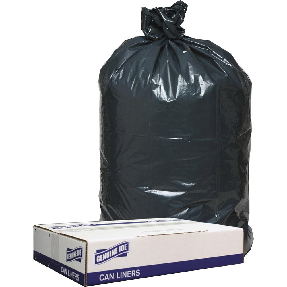 Genuine Joe Linear Low Density Can Liners - Small Size - 10 gal Capacity - 23" Length x 24" Width x 0.60 mil (15 Micron) Thickness - Low Density - Brown, Black - Multipurpose - No - 500 / Carton. Picture 2