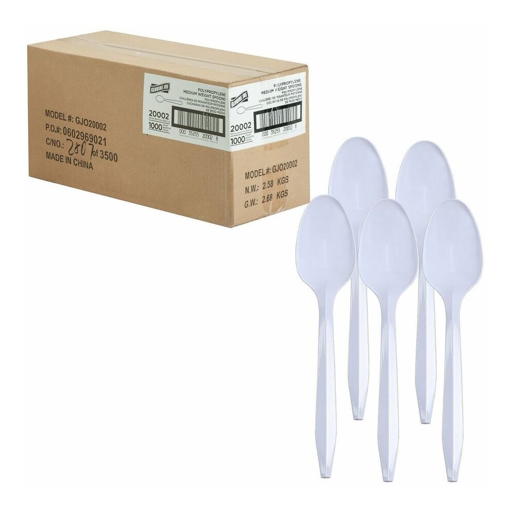 Genuine Joe Medium-weight Spoons - White - 1000 / Carton. Picture 7