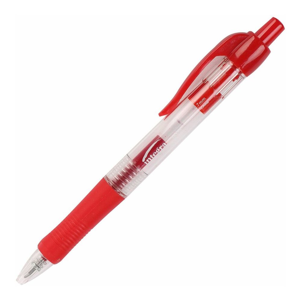 Integra Retractable 0.7mm Gel Pens - Retractable - Red Ink - Gel-based - Red Barrel - Metal Tip - 1 Dozen. Picture 6