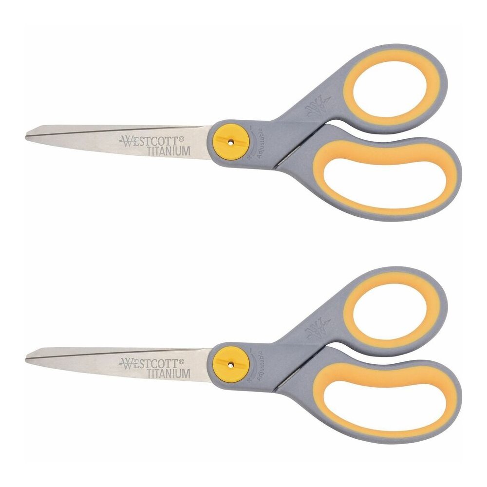 Westcott 8" Titanium Bonded Scissors - 8" Overall Length - Straight-left/right - Titanium - Pointed Tip - Gray - 2 / Pack. Picture 5