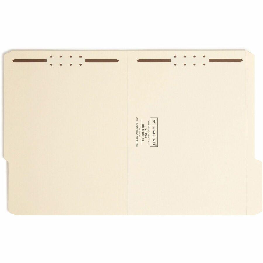 Smead 1/3 Tab Cut Letter Recycled Fastener Folder - 8 1/2" x 11" - 3/4" Expansion - 2 x 2K Fastener(s) - 2" Fastener Capacity for Folder - Top Tab Location - Third Tab Position - Manila - Manila - 10%. Picture 10