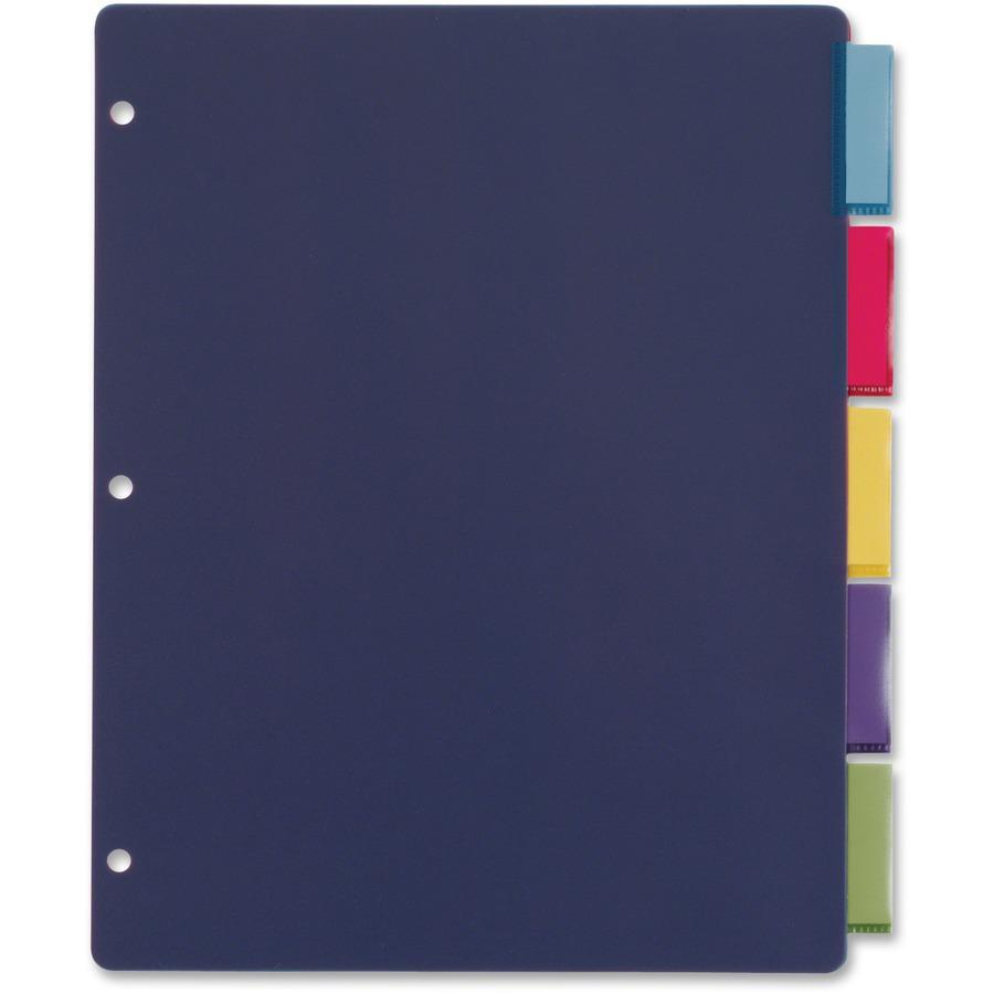 Cardinal&reg; Extra-tough Poly Dividers - 5 Tab(s)/Set - Letter - 8.50" Width x 11" Length - 3 Hole Punched - Polypropylene Divider - Multicolor Tab(s) - Fray Resistant, Tear Resistant, Scratch Resist. Picture 5