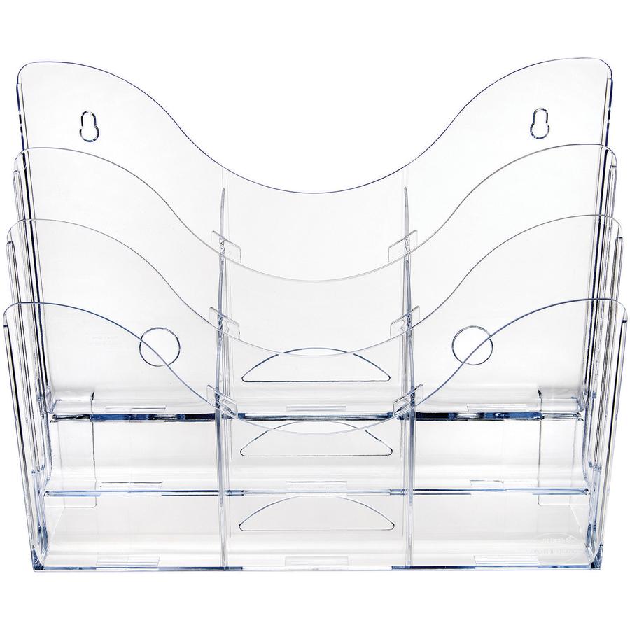 Deflecto Three Tier Document Organizer with Dividers - 9 Compartment(s) - 6 Divider(s) - 3 Tier(s) - 11.5" Height x 13.5" Width x 3.5" DepthDesktop - Clear - 1 Each. Picture 8
