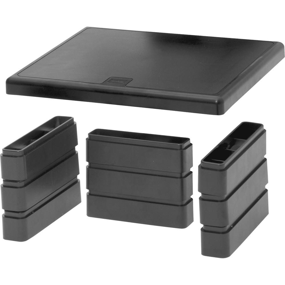 DAC Height Adjustable LCD/TFT Monitor Riser - 66 lb Load Capacity - Flat Panel Display Type Supported - 4.8" Height x 13" Width x 10.5" Depth - Black. Picture 3