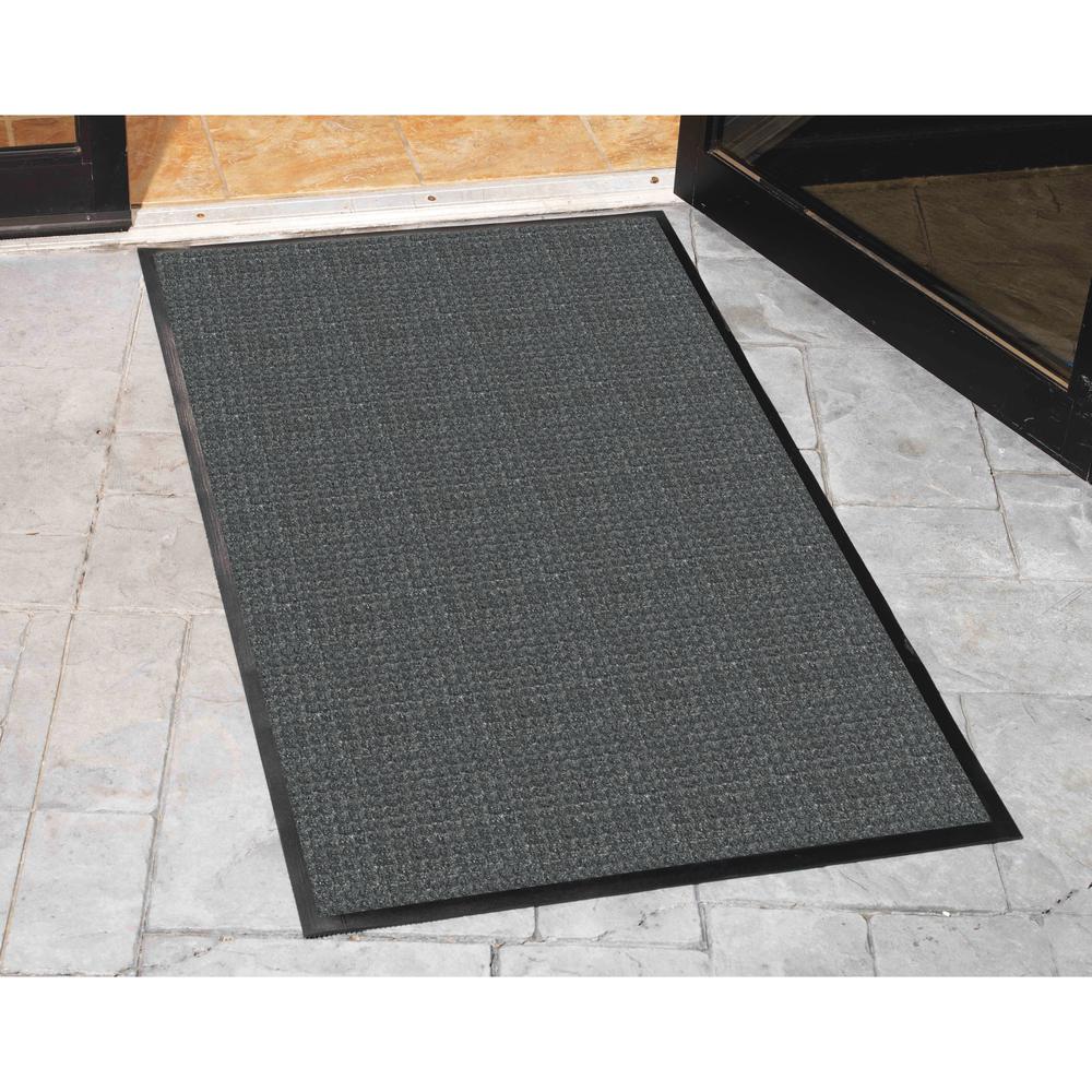 Genuine Joe WaterGuard Indoor/Outdoor Mat - Carpeted Floor, Hard Floor, Indoor, Outdoor - 72" Length x 48" Width - Rubber, Polypropylene - Charcoal Gray - 1 Each. Picture 4