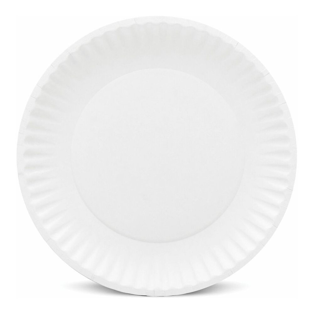 Green Label 9" Green Label Economy Paper Plates - Microwave Safe - 9" Diameter - White - Paper Body - 100/Bag - 12 / Carton. Picture 8