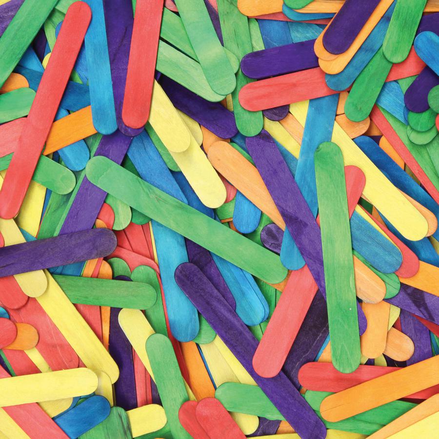 Creativity Street Jumbo Craft Sticks Bright Assortment - Craft, Project x 0.75"Width x 2"Thickness x 6"Length - 500 / Box - Assorted - Wood. Picture 3