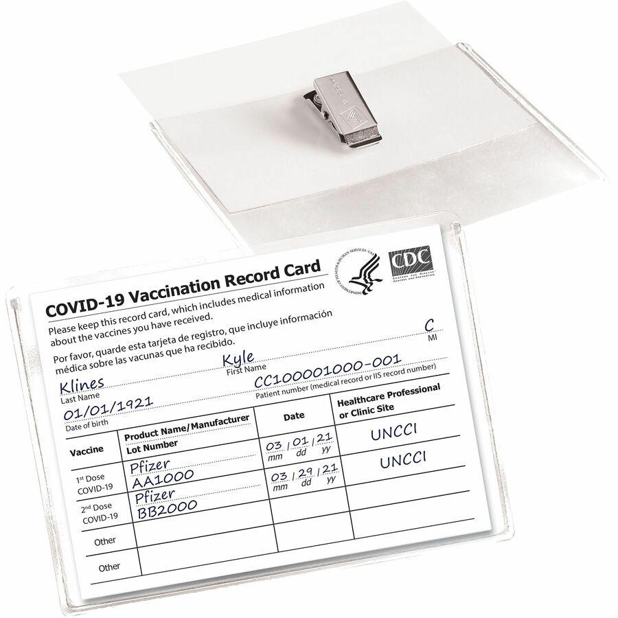 Avery&reg; Heavy-Duty Clear Hanging Style Badge Holders - Support 3" x 4" Media - Horizontal - Plastic - 100 / Box - Clear. Picture 6