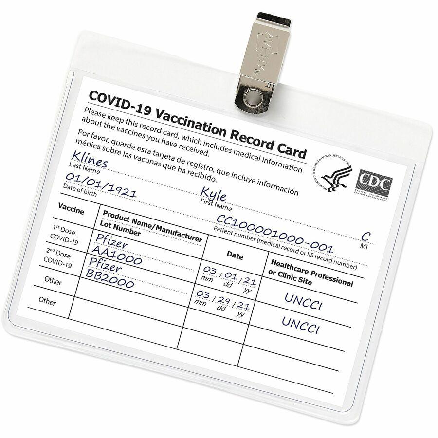 Avery&reg; Heavy-Duty Badge Holders - Clip Style - Support 3" x 4" Media - Horizontal - 4" x 3" - Plastic - 100 / Box - Clear. Picture 9