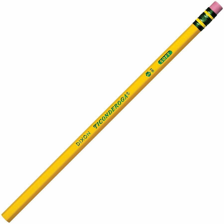 Ticonderoga Wood-Cased Pencils - Black Lead - 2HB - Yellow Barrel - 12 Pencils/Pack - 8 / Carton. Picture 9
