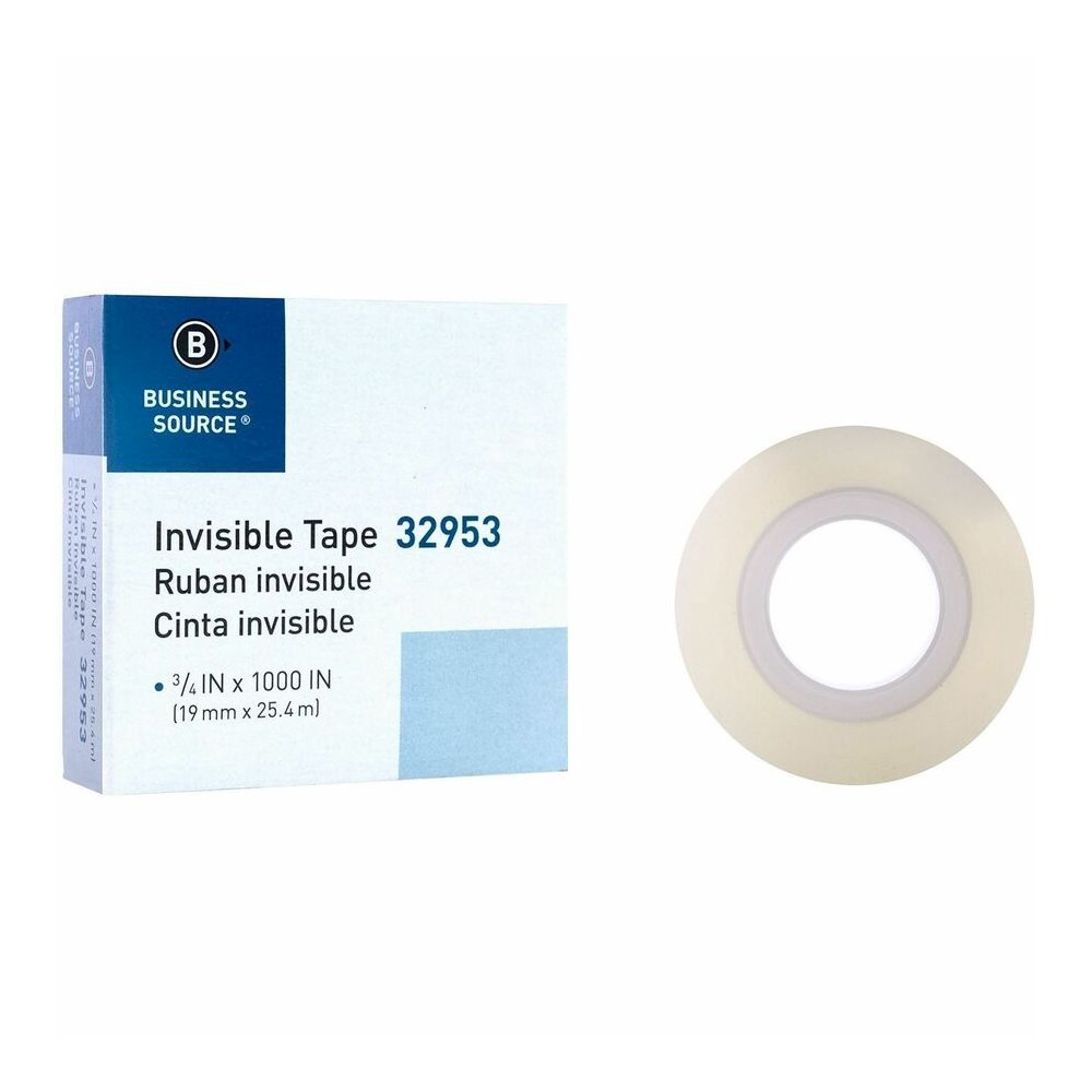 Business Source Premium Invisible Tape Value Pack - 27.78 yd Length x 0.75" Width - 1" Core - Clear - For Multipurpose, Splicing, Mending, Holding - 12 / Pack. Picture 8
