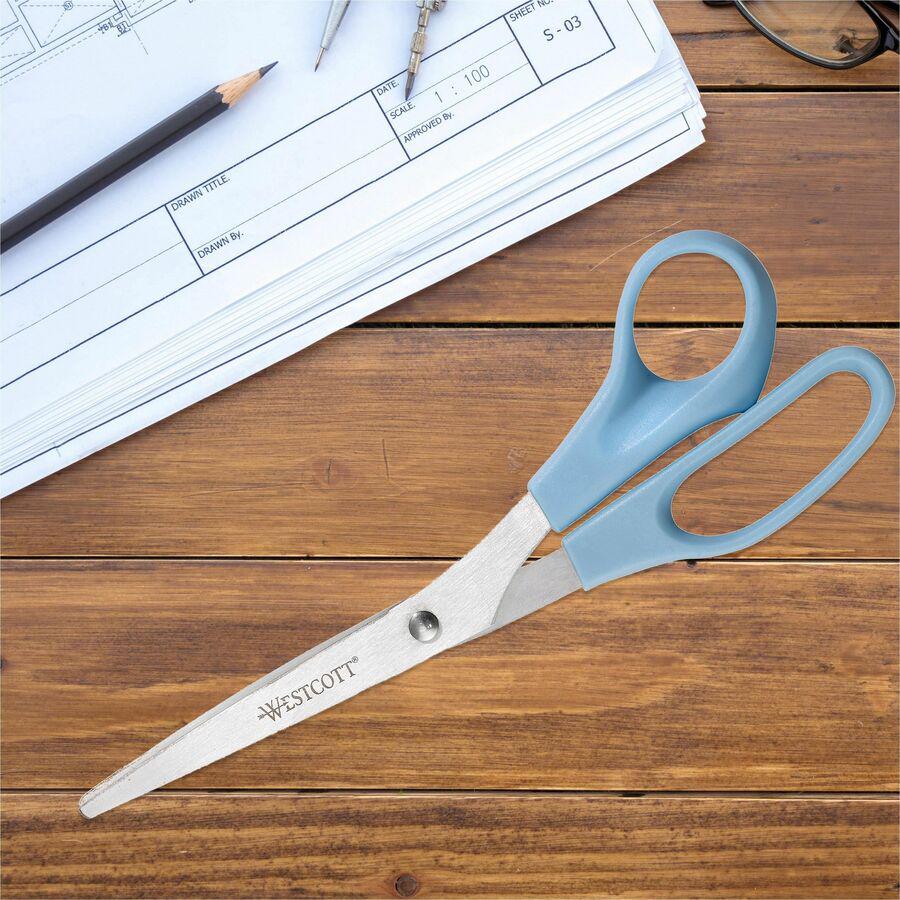 Westcott 8" All Purpose Straight Scissors - 8" Overall Length - Straight-left/right - Stainless Steel - Assorted - 3 / Pack. Picture 9