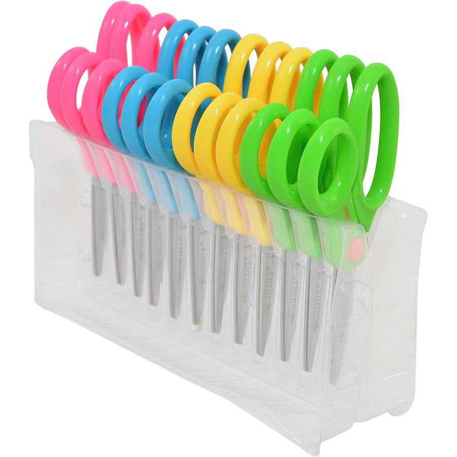 Westcott 5" Antimicrobial Kids Pointed Scissors - 5" Overall Length - Straight-left/right - Stainless Steel - Pointed Tip - Assorted - 12 / Pack. Picture 4