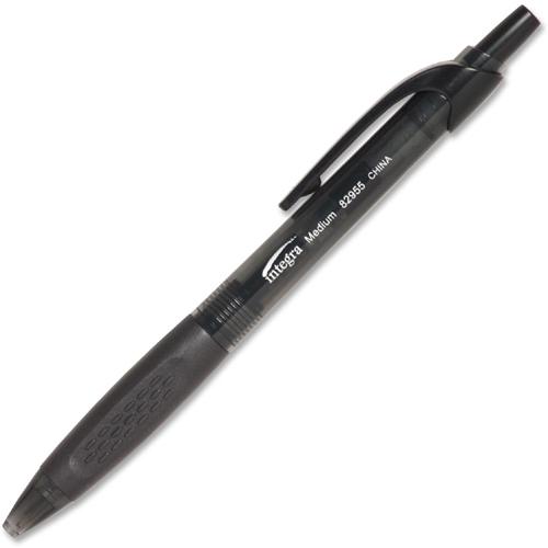 Integra Easy Click Retractable Ballpoint Pen - Retractable - Black Ink - Black Barrel - 1 Dozen. Picture 5