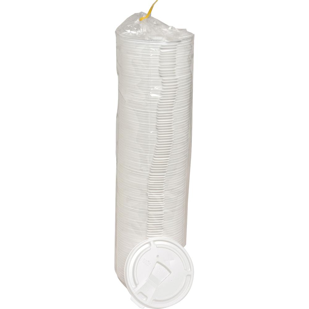 Genuine Joe 12oz-24oz Hot/Cold Foam Cup Lids - White - 100/Pack - 10 / Carton. Picture 2