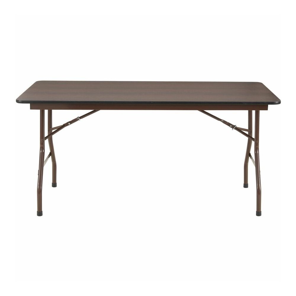 Lorell Economy Folding Table - Melamine Rectangle Top - 500 lb Capacity - 60" Table Top Length x 30" Table Top Width x 0.63" Table Top Thickness - 29" Height - Mahogany - 1 Each. Picture 8