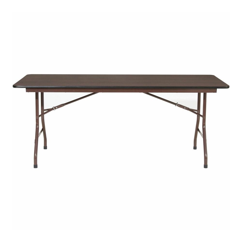 Lorell Economy Folding Table - Melamine Rectangle Top - 500 lb Capacity - 72" Table Top Length x 30" Table Top Width x 0.63" Table Top Thickness - 29" Height - Mahogany - 1 Each. Picture 6