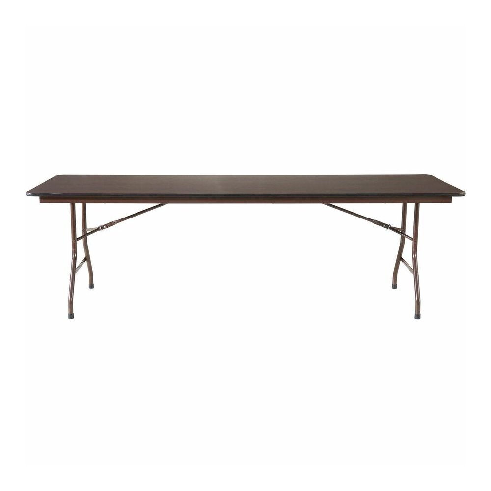 Lorell Economy Folding Table - Melamine Rectangle Top - 500 lb Capacity - 96" Table Top Length x 30" Table Top Width x 0.63" Table Top Thickness - 29" Height - Mahogany - 1 Each. Picture 6
