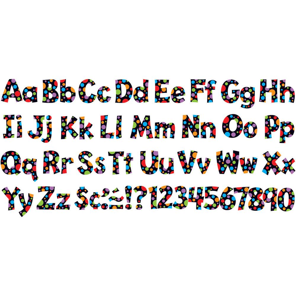 Trend Ready Letter Neon Dots - 83 x Lowercase Letters, 20 x Numbers, 36 x Punctuation Marks, 59 x Uppercase Letters, 18 x Spanish Accent Mark Shape - Pin-up - 4" Height x 8" Length - Assorted - 1 / Pa. Picture 2
