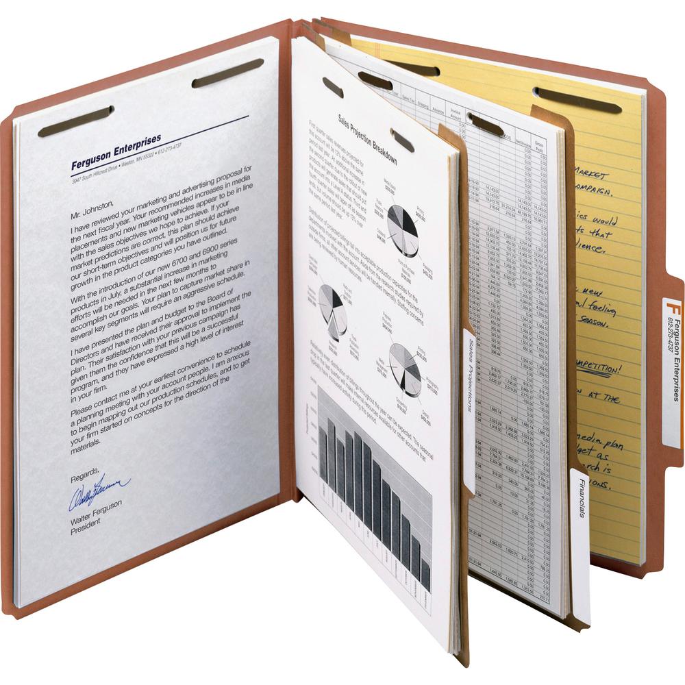Smead 2/5 Tab Cut Letter Recycled Classification Folder - 8 1/2" x 11" - 2" Expansion - 6 x 2K Fastener(s) - 1" Fastener Capacity, 2" Fastener Capacity - Top Tab Location - Right of Center Tab Positio. Picture 9