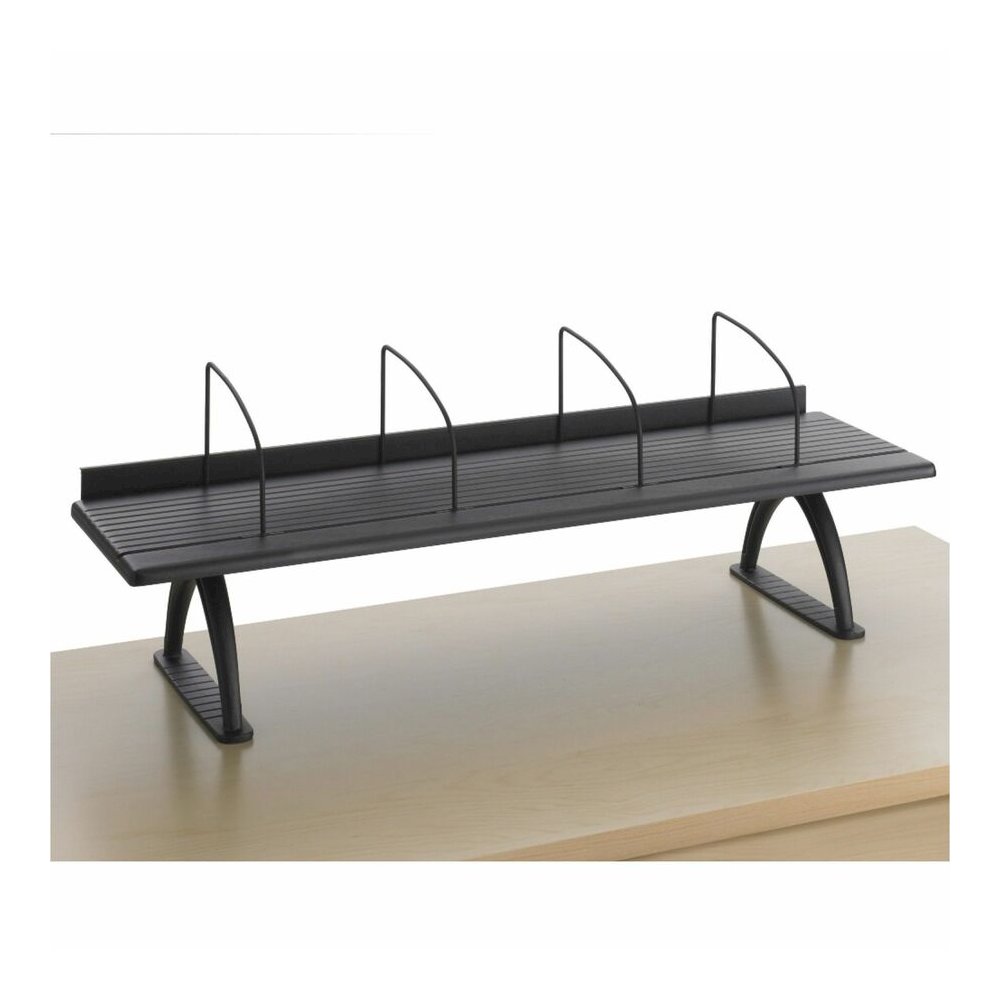 Safco Retainer Lip Desk Riser - 8.25" Height x 42" Width x 12.25" Depth - Swivel - Black - Melamine - 1 Each. Picture 5