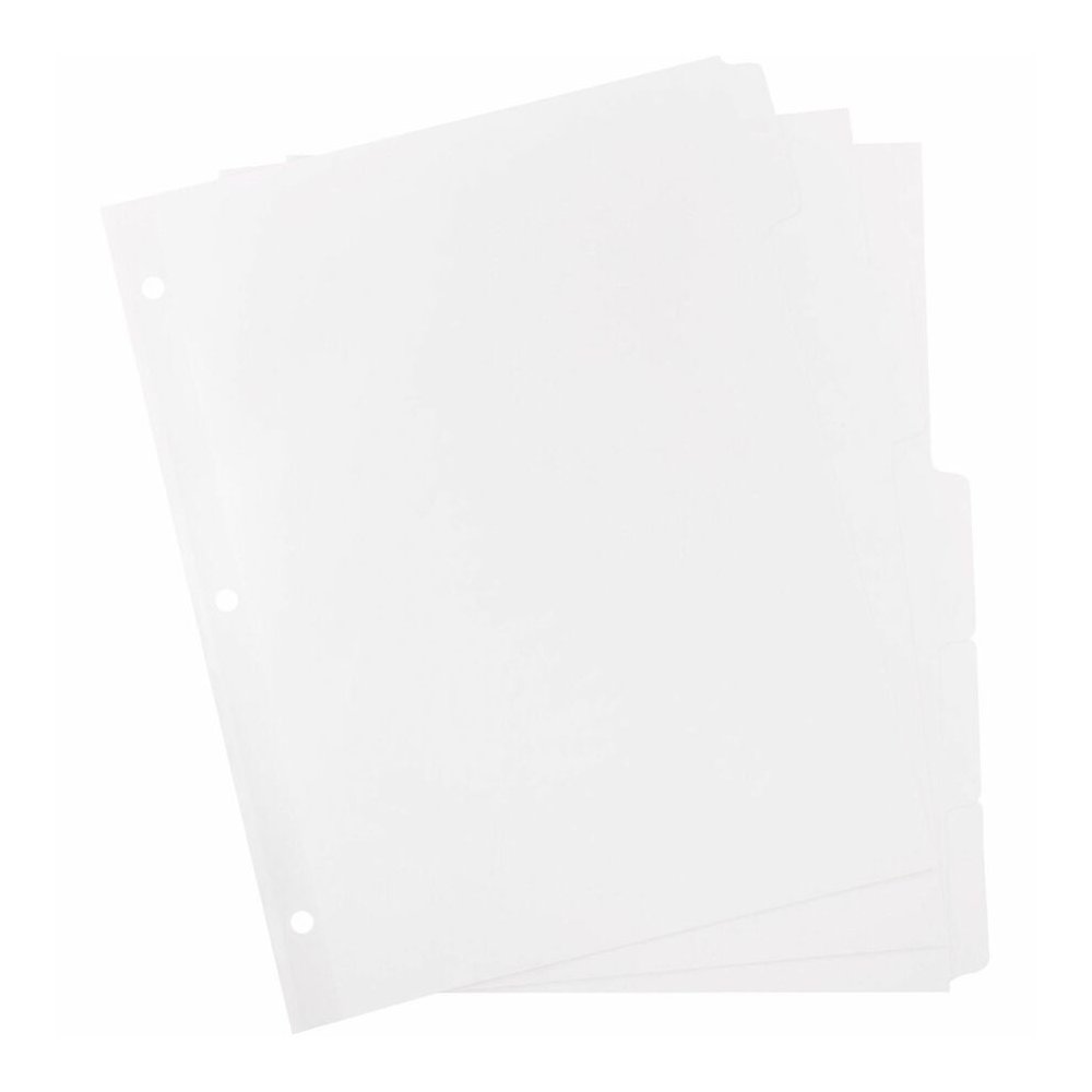 Business Source Reinforced Hole Punched Indexes - 5 Write-on Tab(s) - 5 Tab(s)/Set - 3 Hole Punched - White Divider - 100% Yes - Non-laminated, Mylar Reinforcement - 1 Box. Picture 5