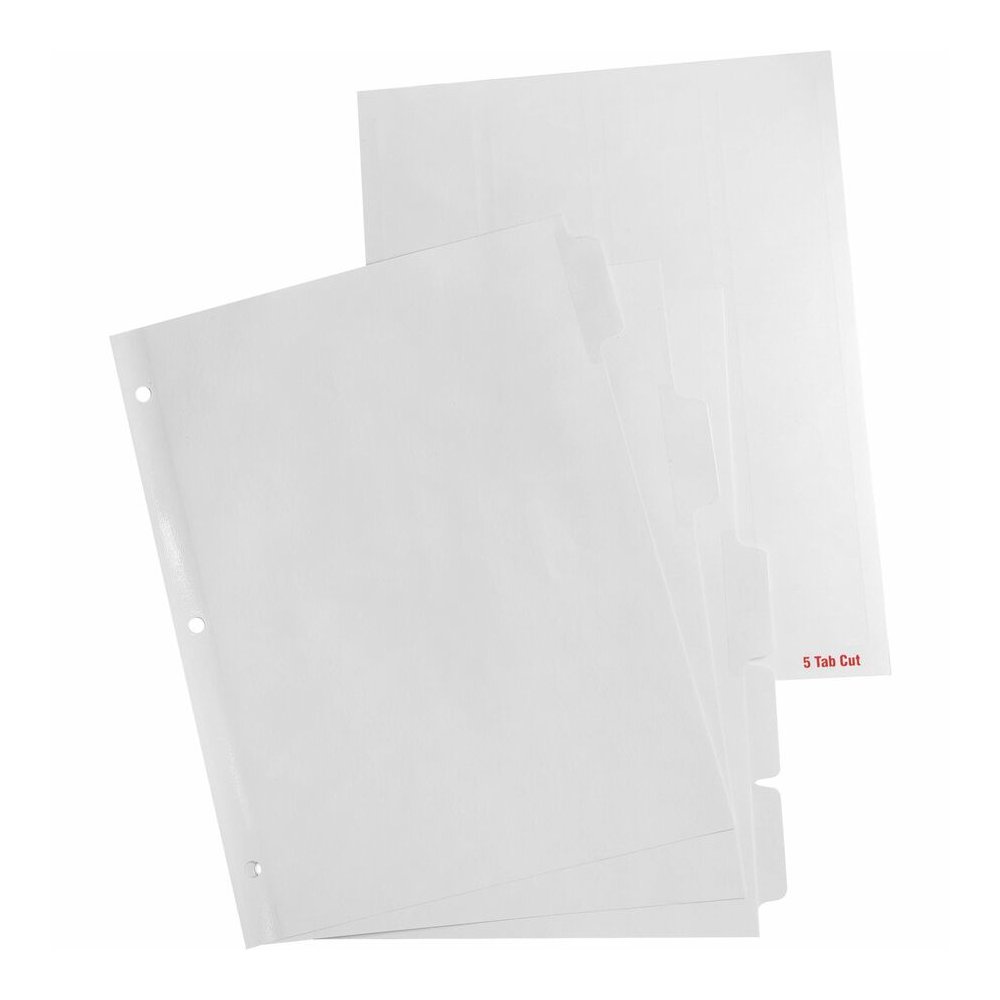 Business Source Punched Laser Index Dividers - 5 Blank Tab(s) - 5 Tab(s)/Set - 8.5" Divider Width x 11" Divider Length - Letter - 3 Hole Punched - White Paper Divider - White Tab(s) - 100% Recycled - . Picture 5