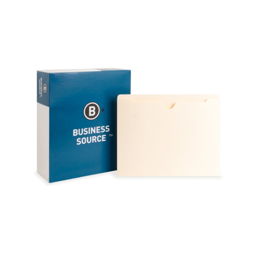 Business Source Letter Recycled File Pocket - 8 1/2" x 11" - 11 pt. - 2 Plys - Manila - Slip Resistant, Reinforced Tab, Heavyweight Cover - 10% Recycled - 100 / Box. Picture 7