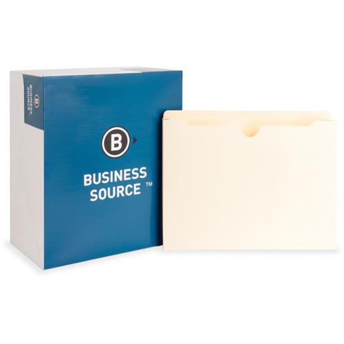 Business Source Straight Tab Cut Letter Recycled File Pocket - 8 1/2" x 11" - 1 1/2" Expansion - 11 pt. - Manila - Slip Resistant, Reinforced Tab, Heavyweight Cover - 10% Recycled - 50 / Box. Picture 3