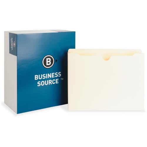 Business Source Straight Tab Cut Letter Recycled File Pocket - 8 1/2" x 11" - Capacity2" Expansion - Manila - 10% Recycled - 50 / Box. Picture 3