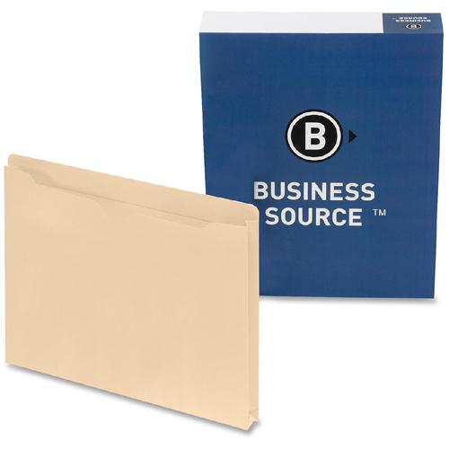 Business Source Straight Tab Cut Legal Recycled File Pocket - 8 1/2" x 14" - 1" Expansion - 11 pt. - Manila - Slip Resistant, Reinforced Tab, Heavyweight Cover - 10% Recycled - 50 / Box. Picture 4