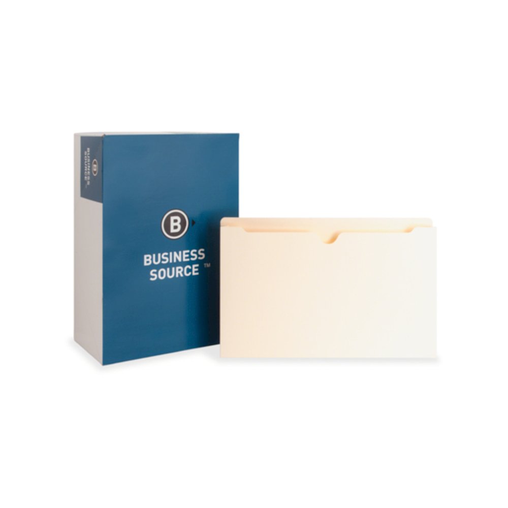 Business Source Straight Tab Cut Legal Recycled File Pocket - 8 1/2" x 14" - 2" Expansion - 11 pt. - Manila - Slip Resistant, Reinforced Tab, Heavyweight Cover - 10% Recycled - 50 / Box. Picture 10