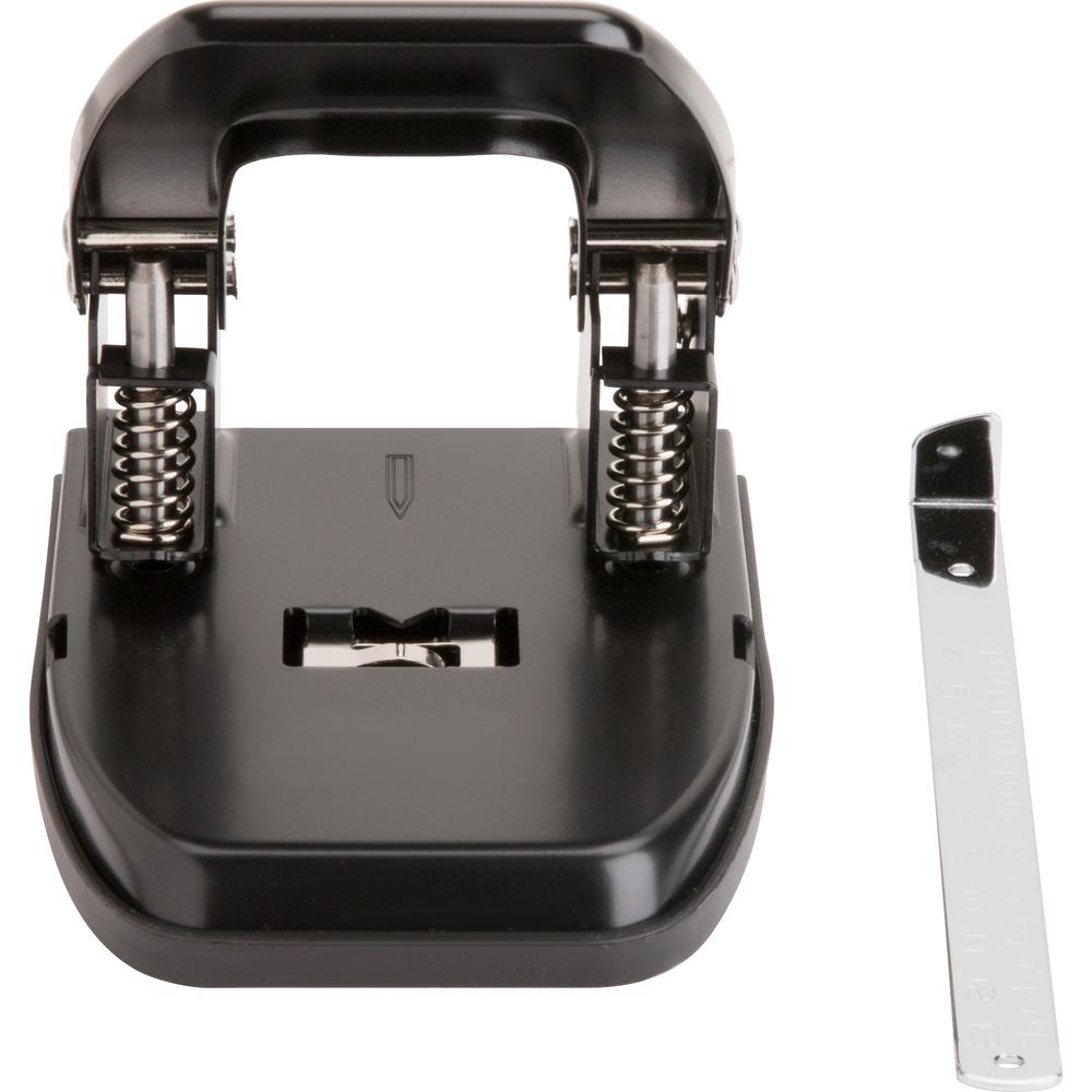 Business Source Heavy-duty 2-Hole Punch - 2 Punch Head(s) - 30 Sheet of 20lb Paper - 9/32" Punch Size - Round Shape - Steel, Rubber - Black. Picture 4