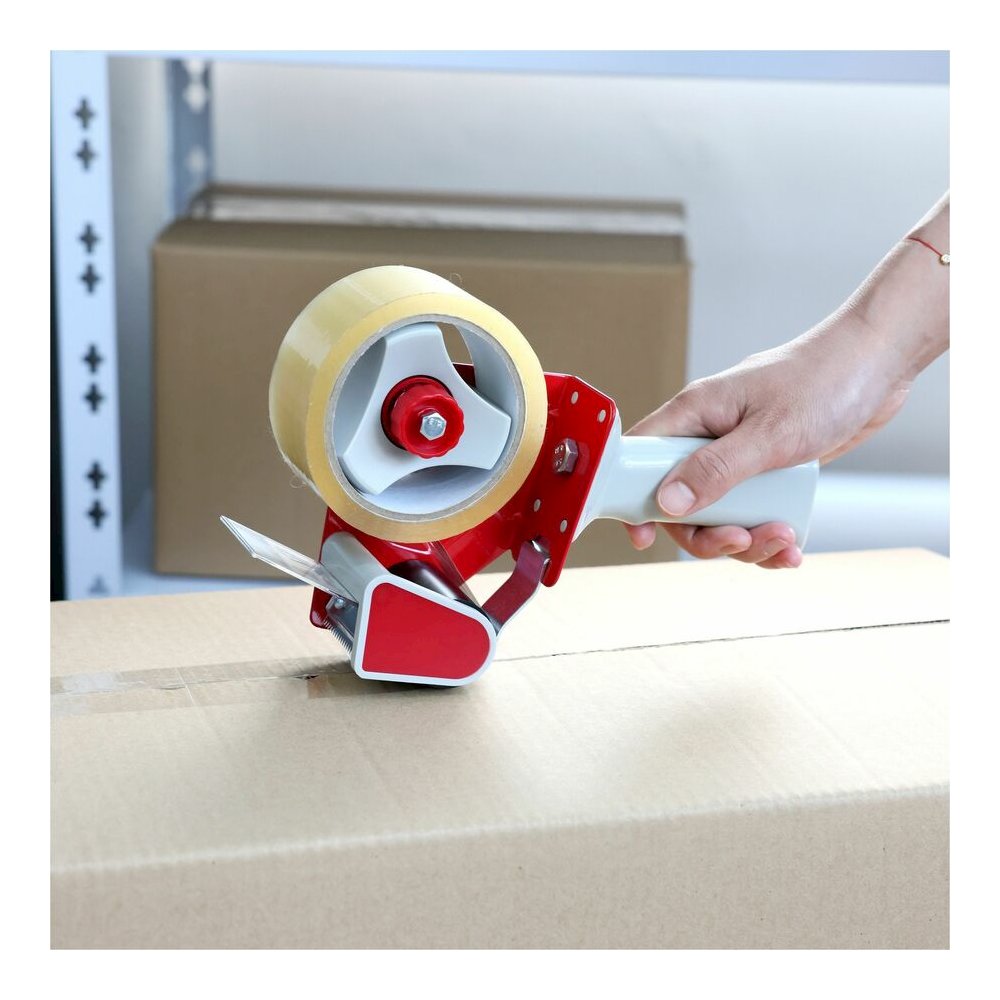 Business Source Pistol Grip Tape Dispenser - 3" Core - Adjustable Tension Mechanism - Red - 1 Each. Picture 11