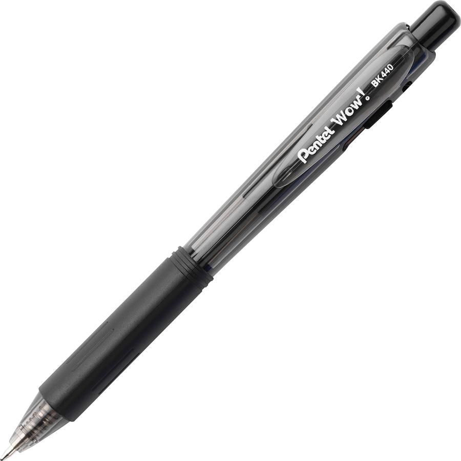 Pentel WOW! Retractable Ballpoint Pens - Medium Pen Point - Refillable - Retractable - Black - Transparent Barrel - 36 / Pack. Picture 2