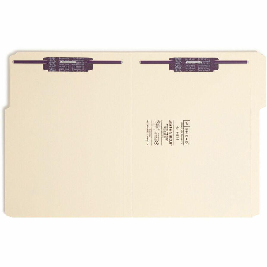 Smead 1/3 Tab Cut Letter Recycled Fastener Folder - 8 1/2" x 11" - 3/4" Expansion - 2 x 2S Fastener(s) - Top Tab Location - Assorted Position Tab Position - Manila - Manila - 10% Recycled - 50 / Box. Picture 12