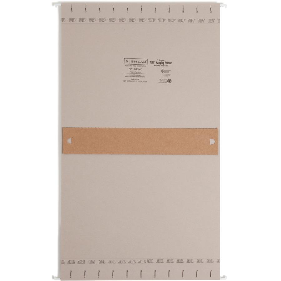 Smead TUFF 1/3 Tab Cut Letter Recycled Hanging Folder - 8 1/2" x 11" - 2" Expansion - Top Tab Location - Steel Gray - 10% Recycled - 18 / Box. Picture 8